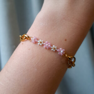 soft flower armband roze